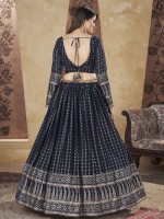 Navy Blue Georgette Readymade Lehenga Choli